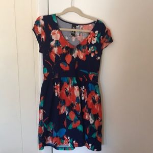 Blue floral fit and flare dress